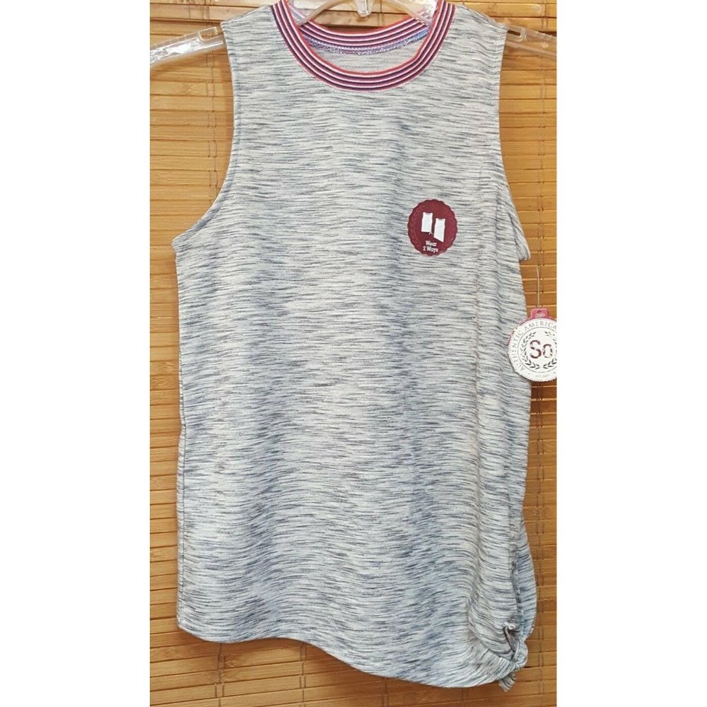 NEW So Authentic American Heritage Gray Spacedye Muscle Tank Knit Top XS NWT